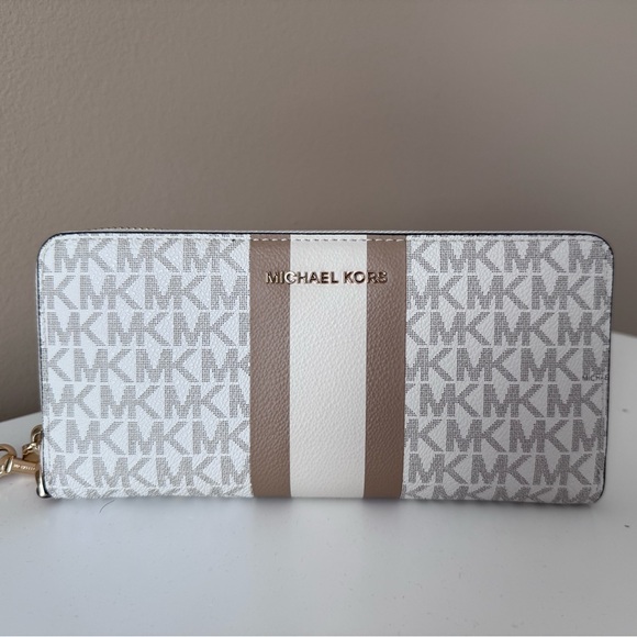 Michael Kors Handbags - Michael Kors Logo Stripe Continental Wristlet